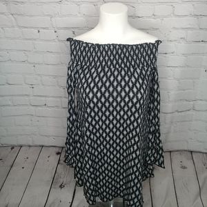 Pacsun LA Heart's NWT Black White Off Shoulder Bell Sleeve Shift Dress XSmall